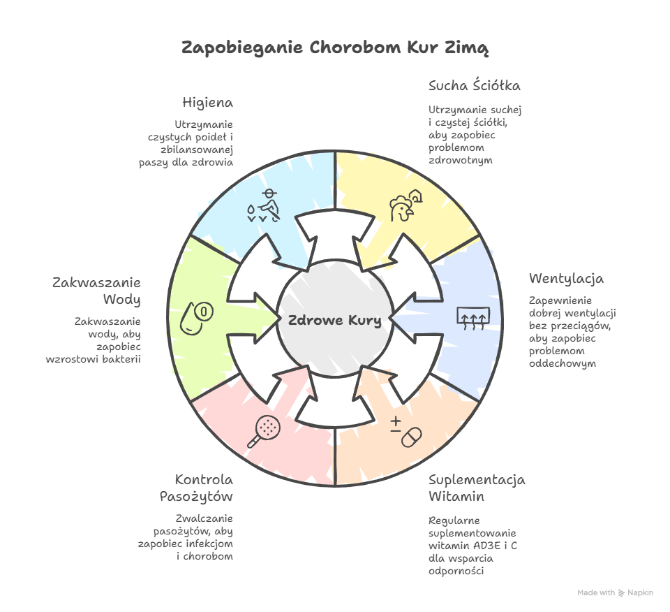 Zapobieganie chorobom Kur zimą