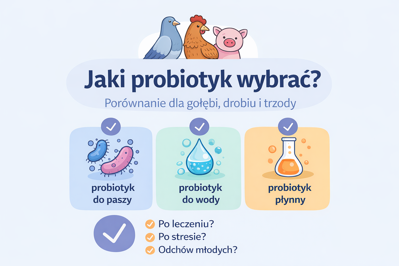 Jaki probiotyk wybrać Porównanie probiotyków dla gołębi, drobiu i trzody