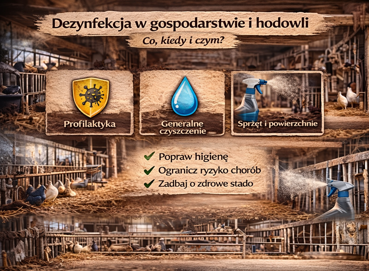 Dezynfekcja w gospodarstwie i hodowli – co, kiedy i czym