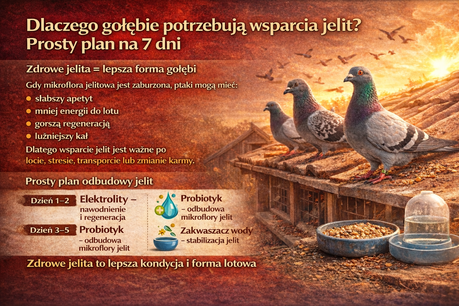 Dlaczego gołębie potrzebują wsparcia jelit Prosty plan na 7 dni