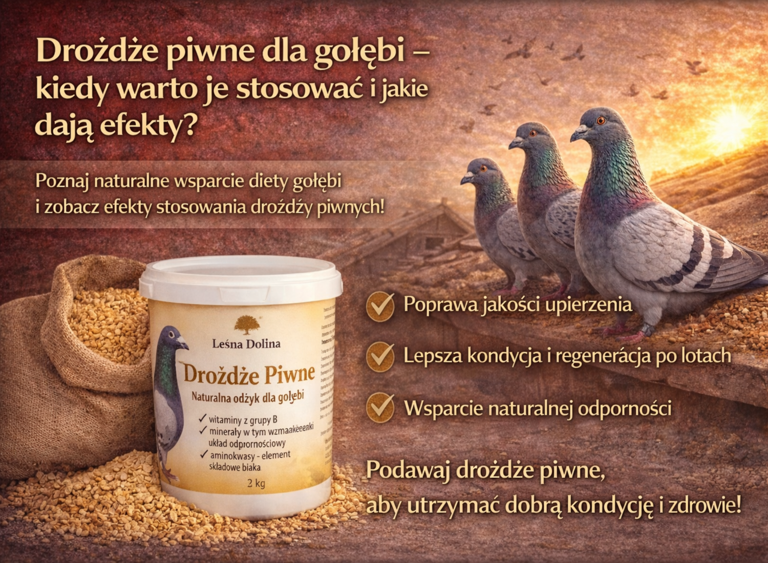 Drożdże piwne dla gołębi – kiedy warto je stosować i jakie dają efekty