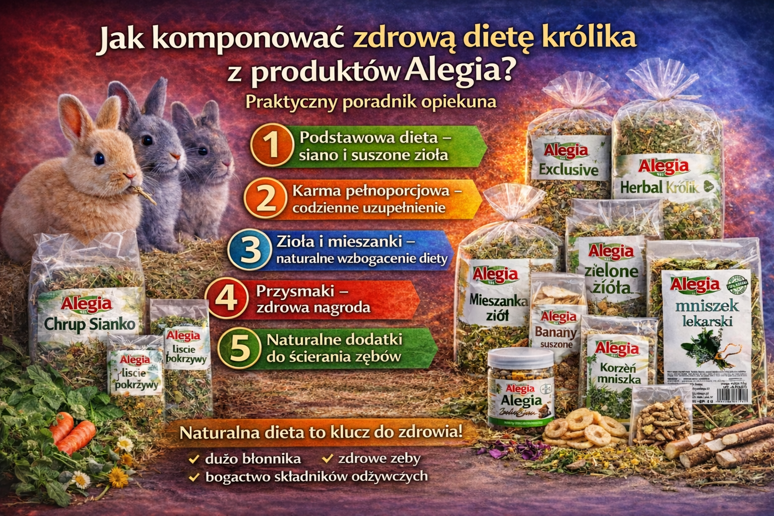 Jak komponować zdrową dietę królika z produktów Alegia Praktyczny poradnik opiekuna