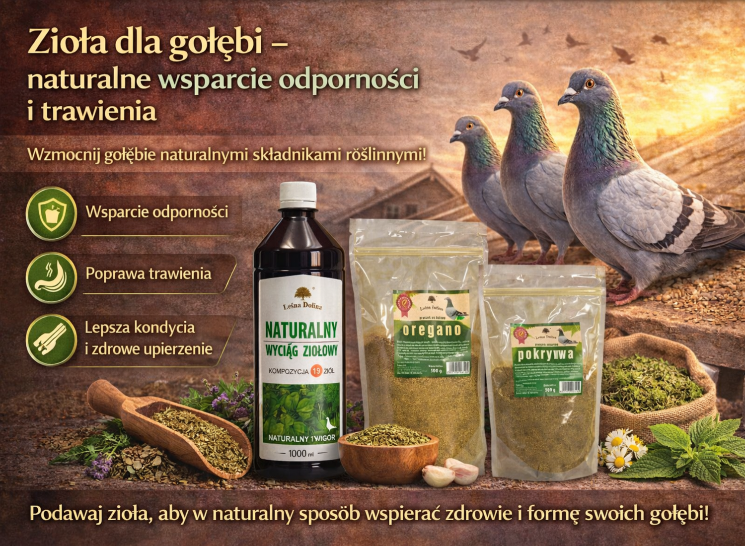 Zioła dla gołębi – naturalne wsparcie odporności i trawienia