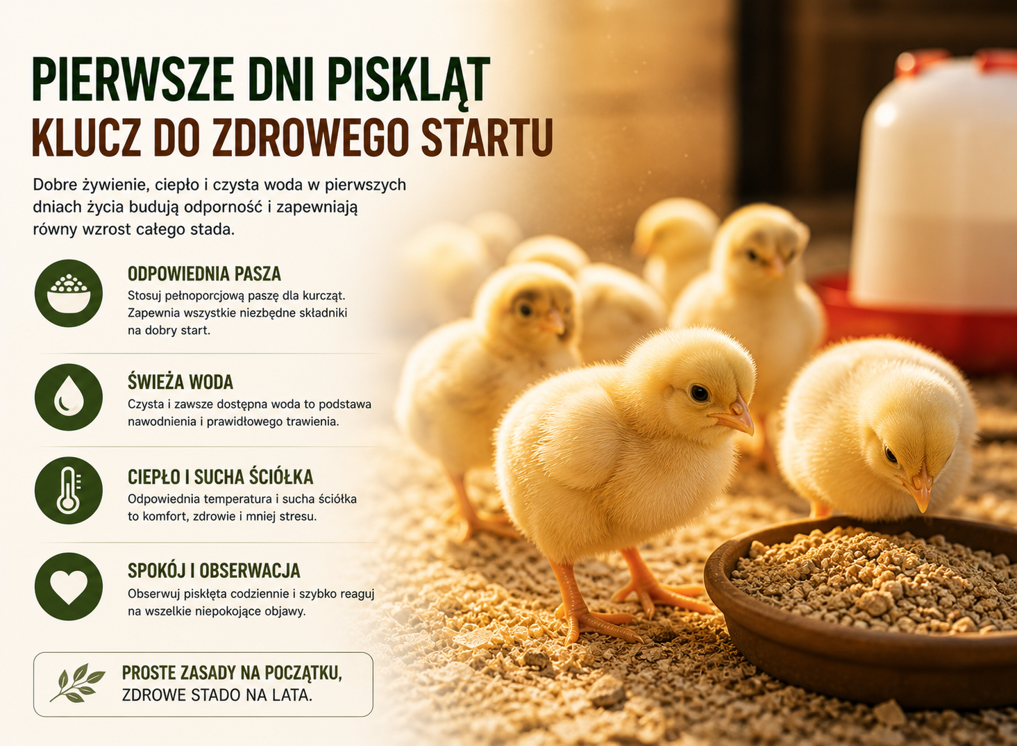 Pierwsze dni piskląt — czym karmić kurczęta na dobry start