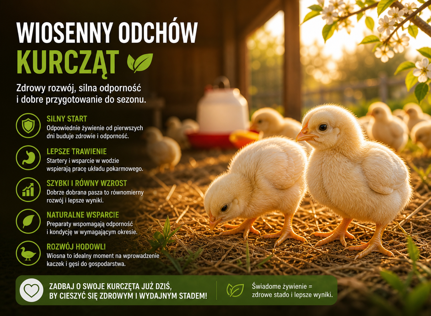 Wiosenny odchów kurcząt – zdrowy rozwój, silna odporność i dobre przygotowanie do sezonu