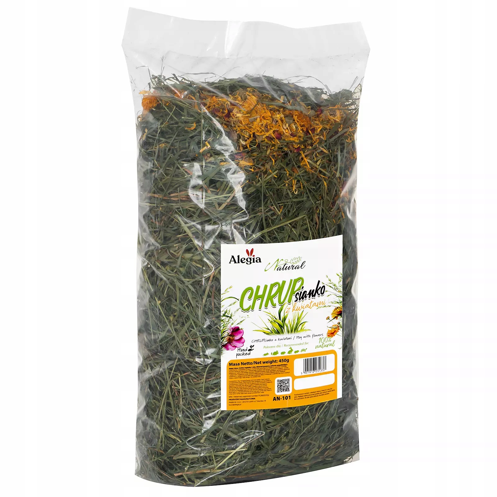 Alegia CHRUPsianko z kwiatami 450g Siano dla królika gryzonia