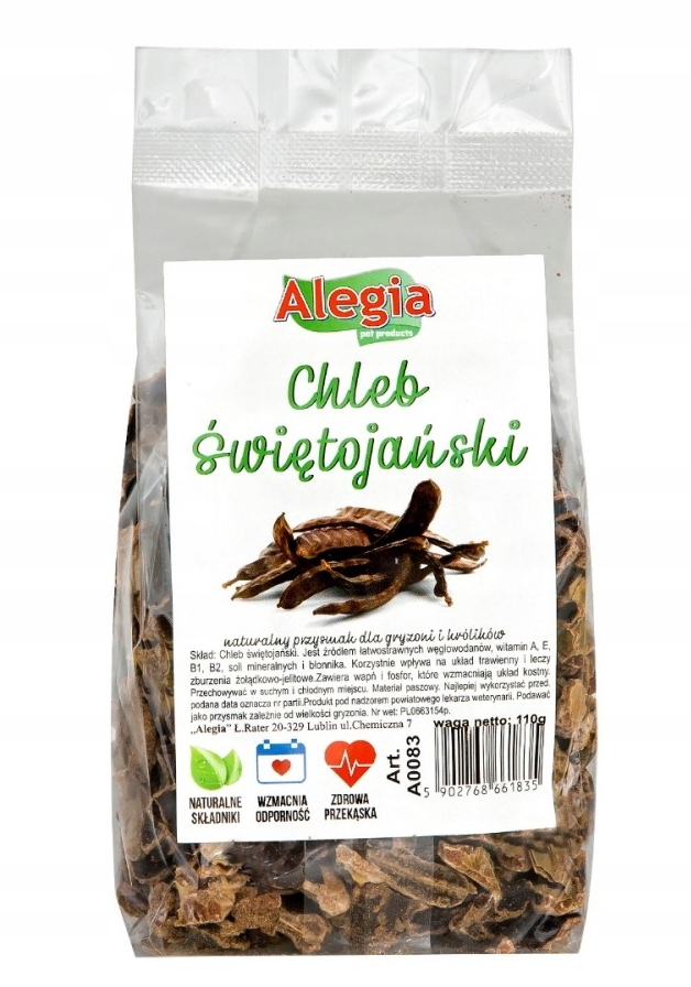 Alegia Chleb Świętojański 110g dla papug, gryzoni, królików