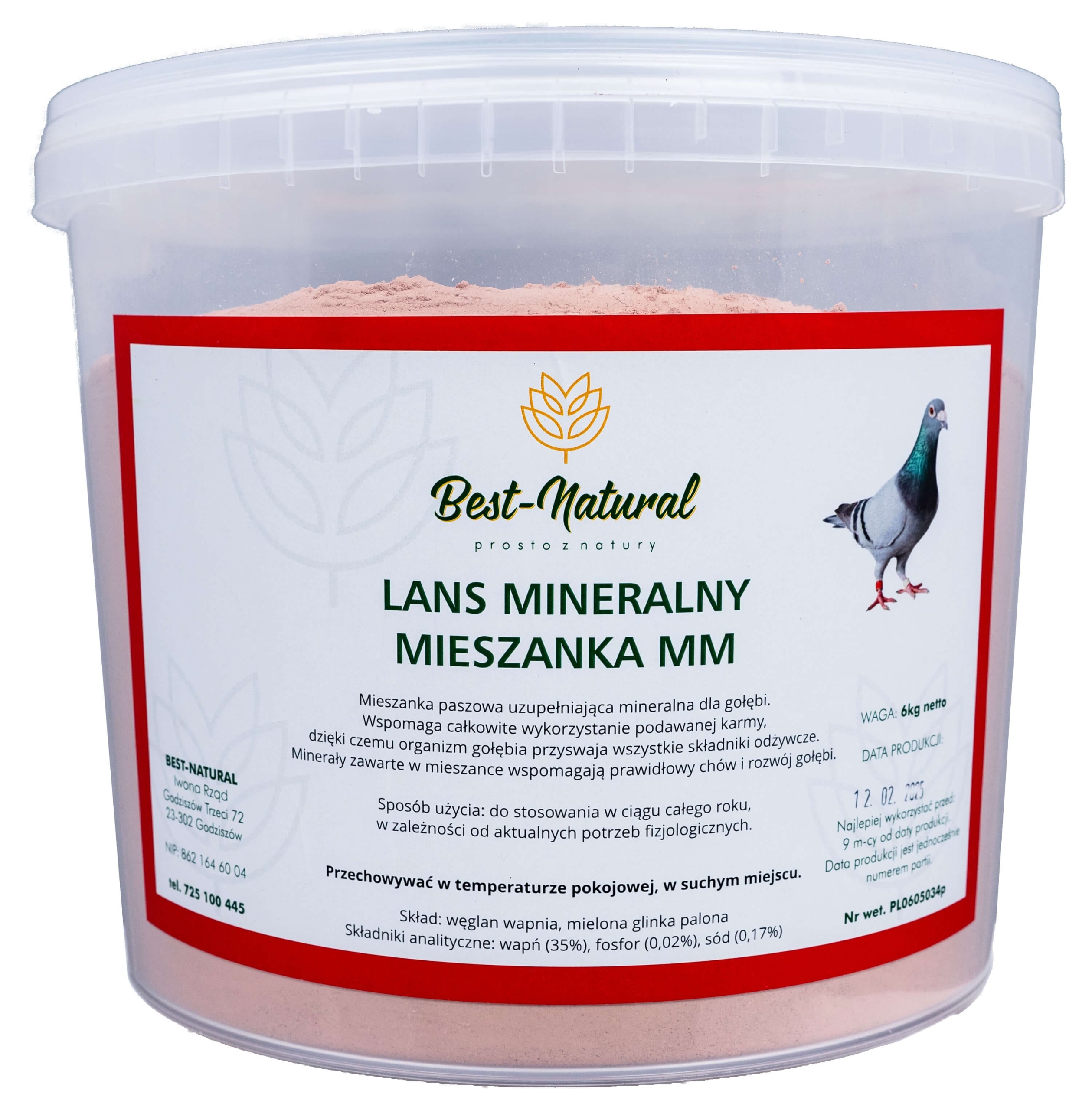 BEST-NATURAL Lans Mineralny MM – mieszanka mineralna dla gołębi 6 kg