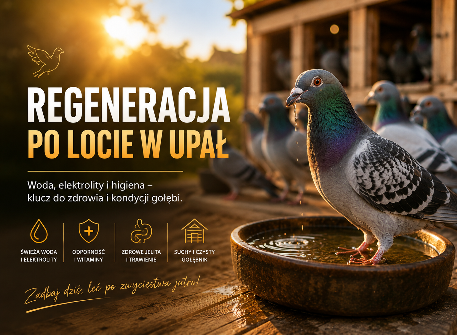 Regeneracja gołębi po locie w upał