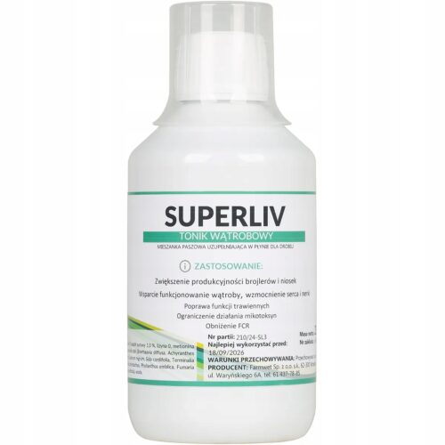 Farmwet SUPERLIV na wątrobę dla drobiu kur niosek kaczek gołębi 250 ml