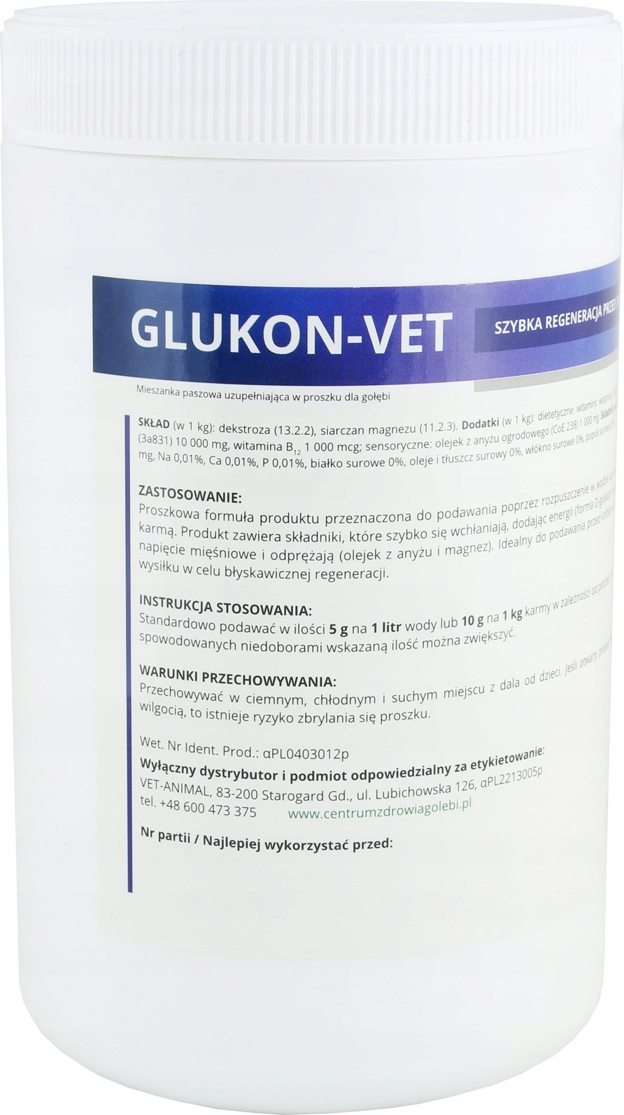 GLUKON-VET 500 g - regeneracja, magnez, wit.C, B12
