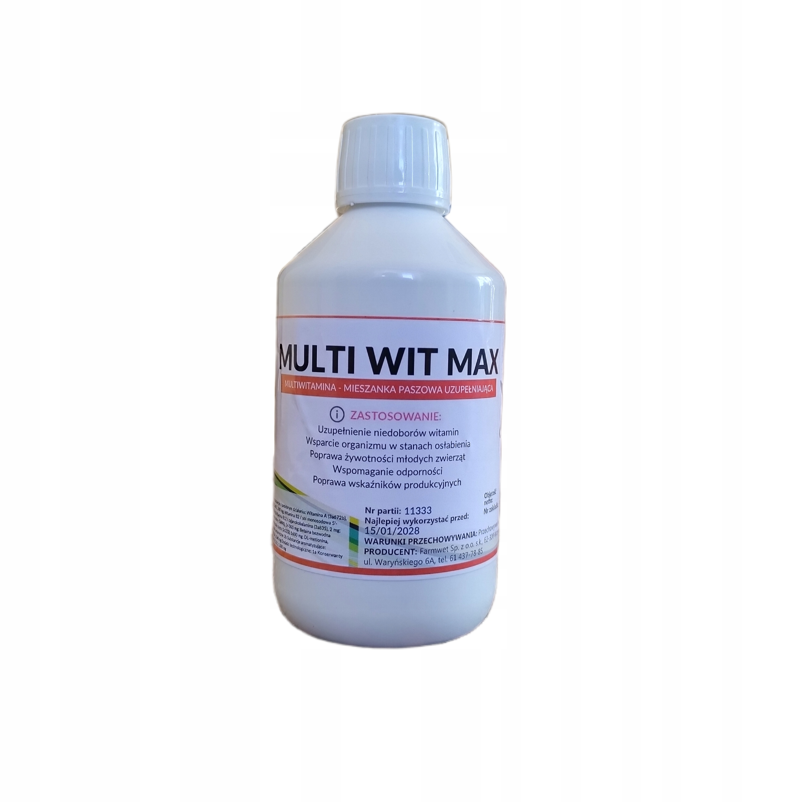 MULTI WIT MAX Multivitamina dla Drobiu i Cieląt 250 ml Odporność Kondycja
