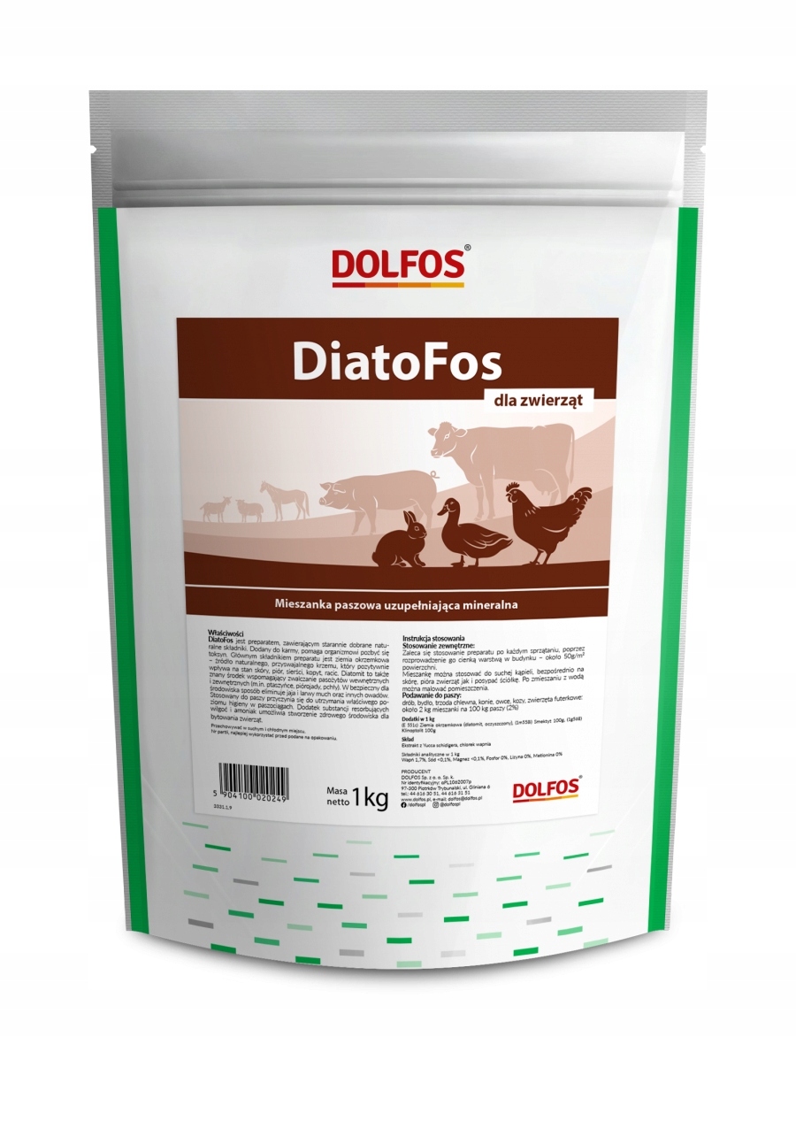 Mieszanka paszowa Dolmix Diatofos 1 kg przeciw piórojadom