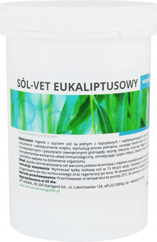 Sól-Vet Eukaliptusowy Vet Animal 1kg sól do kąpieli dla gołębi