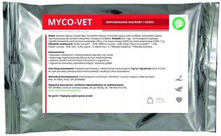 VET-ANIMAL MYCO-VET 200 g – wsparcie wątroby i nerek, mykotoksyny