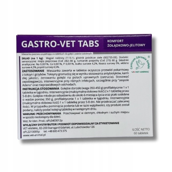 Vet Animal GASTRO-VET TABS 60 tabletek dla gołębi  na trawienie dla gołębi
